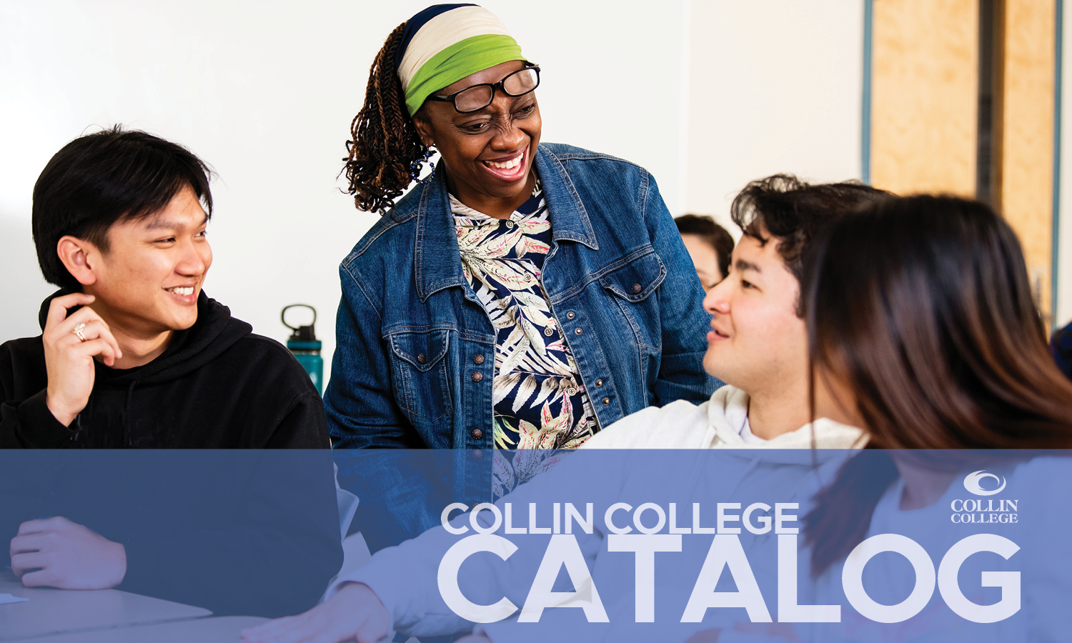 2024-2025 Collin College Catalog cover with ESL students and instructor.